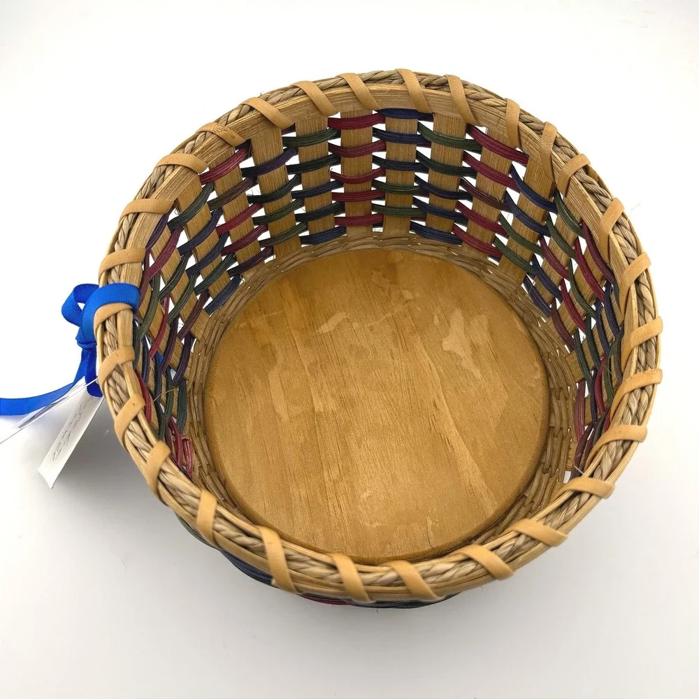 Gretchen Ferrell Basketcase Baskets Hand Woven Round Wood Base Signed